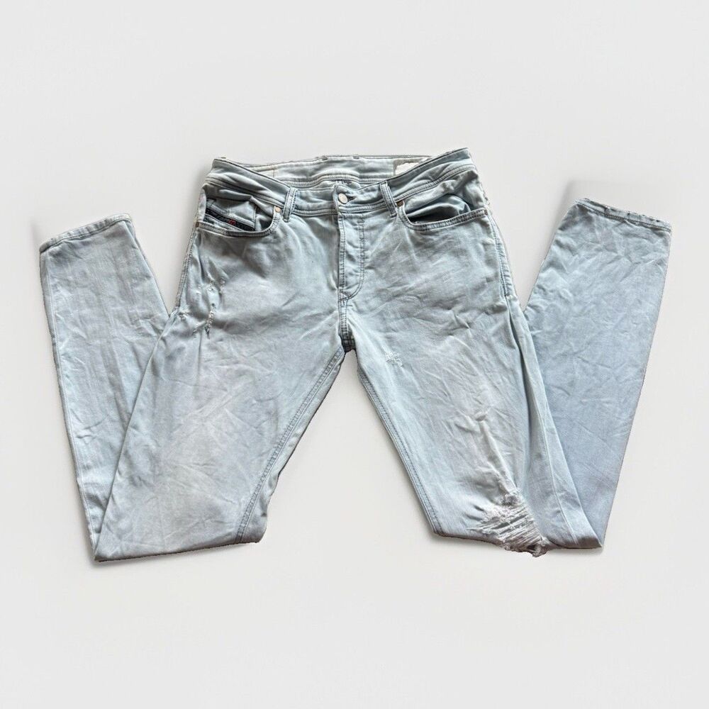 Diesel Sleekner Jeans Light Wash Distressed Button Fly 32x32